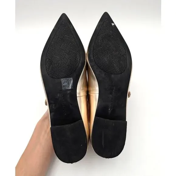 Karl Lagerfeld Paris Veyda Mary Jane Flat Women's White Gold Size US9M EU40 - Picture 8 of 11